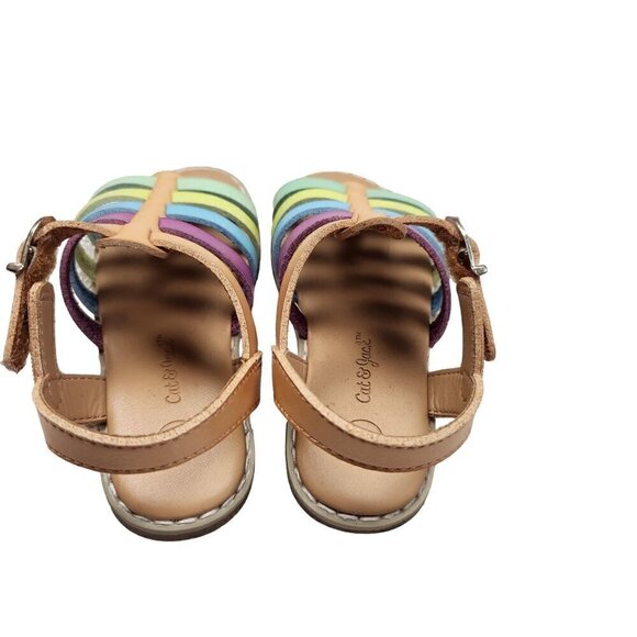 Cat & Jack Girls Rainbow Strappy Sandals Size 7 Velcro Closure Non-Marking Sole - Picture 7 of 9